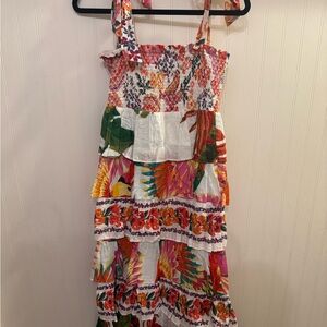Farm Rio EUC XS Colorful Tiered Dress